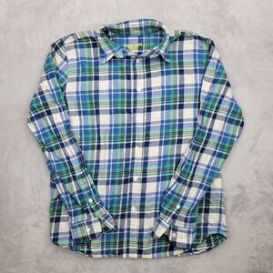 Line Of Trade Shirt Mens Medium Blue Green Button Up Dress Office Work LOT Adult